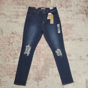 Levi's 721 High Rise Distressed Dark Wash Jeans - 31